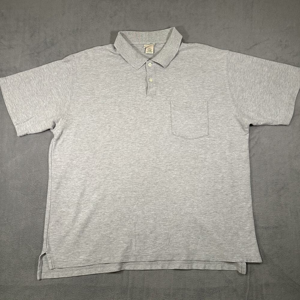 L.L.Bean Pocket Polo Shirt Men's Gray 100% Cotton Short Sleeve Golf Classic - XL